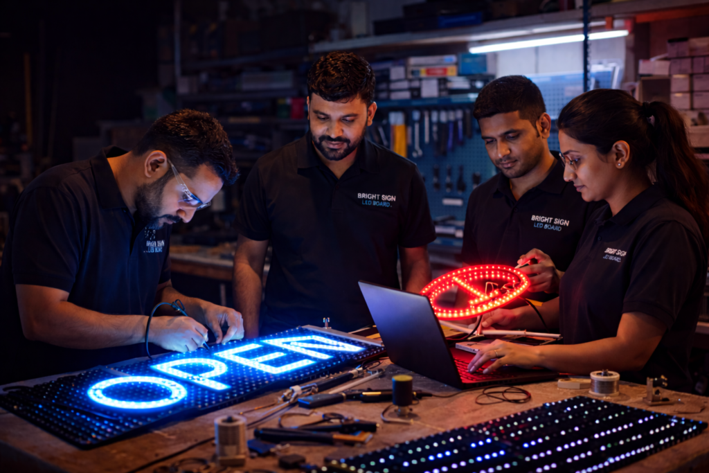 Alt Text LED sign board manufacturing process in Narhe Pune